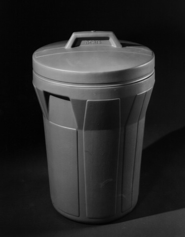 The plastic garbage can