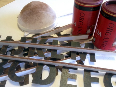 Letter stencils and a generous supply of cocoa