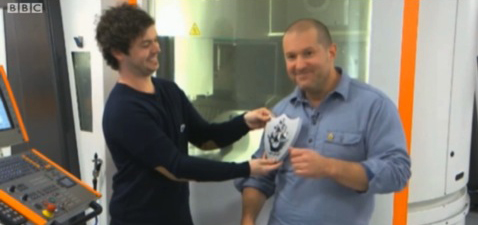 Blue Peter's Barney Harwood with Sir Jonathan Ive