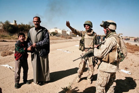 Residents of Ubaydi flee their homes, as US Marines occupy their town, 2005