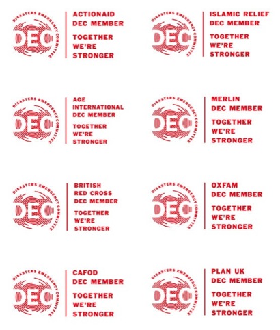 The DEC branding used by individual organisations