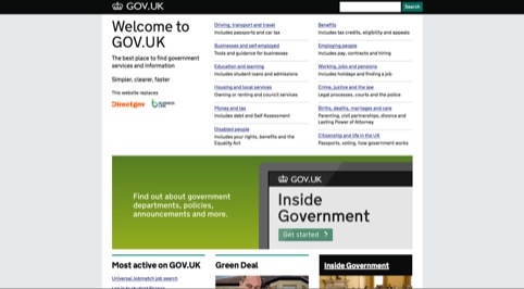 Gov.uk homepage