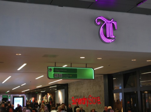 Trinity Leeds Albion Street entrance signage designed by The Velvet Principle