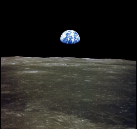 Earthrise over the Moon, taken on the Apollo 11 mission