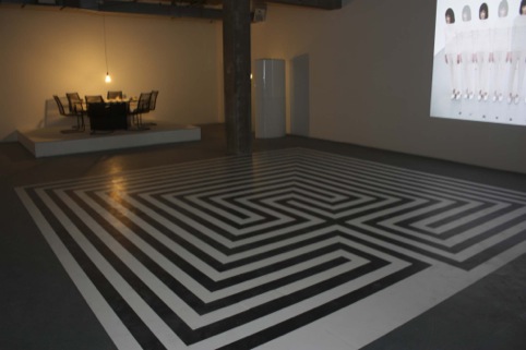 The labyrinth floor, where events and talks will be held