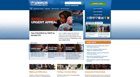 The current UNHCR website