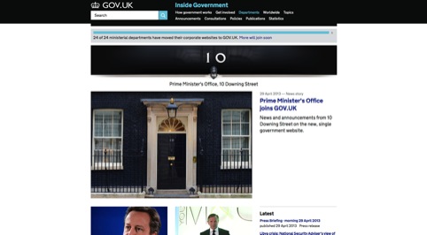 The Number 10 website on Gov.uk