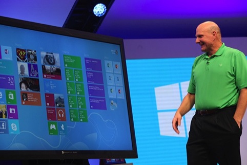 Microsoft chief executive Steve Ballmer and the new Microsoft 8 operating system