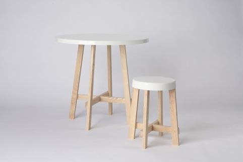 Hugh Leader-Williams, 'Spun dining table and stool', 2012, ash and powdercoated steel, New Designers 2013, One Year On