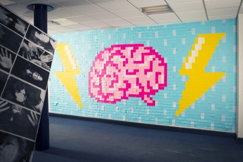 Brainstorm wall, made of post-it notes