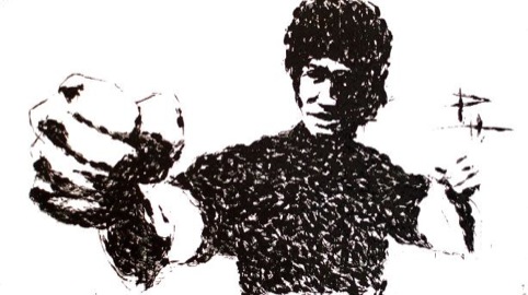 Bruce Lee karate chopped painting 2007