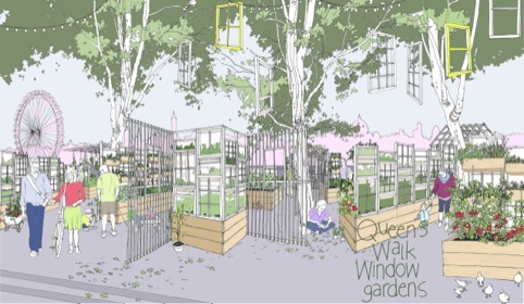 How the Queens Walk Window Garden allotments might look  