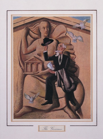 The Governor, coloured lithograph depicting Montagu Norman, published in Punch 18 September 1935