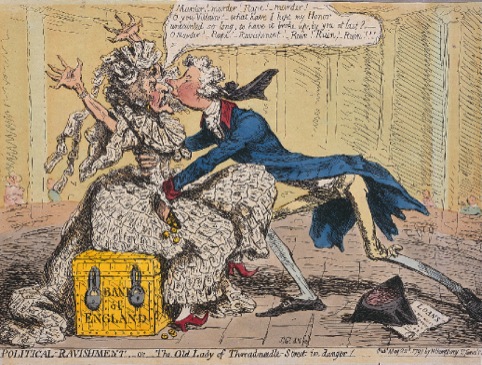The Old Lady of Threadneedle Street in Danger by James Gillray 22 May 1797