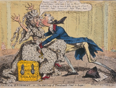 The Old Lady of Threadneedle Street in Danger by James Gillray 22 May 1797 