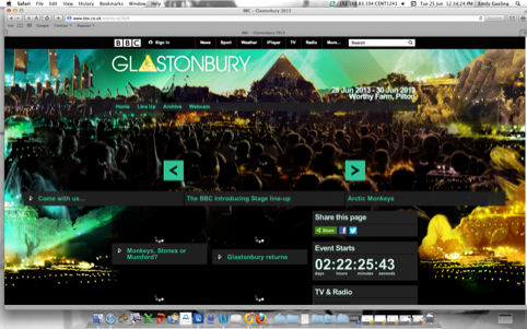 BBC Glastonbury homepage