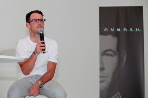 Mark Cavendish at the CVNDSH brand launch