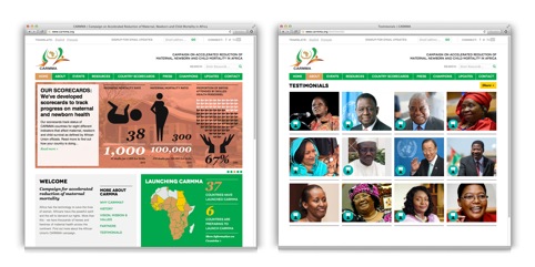 Web design for Campaign on Accelerated Reduction of Maternal Mortality in Africa