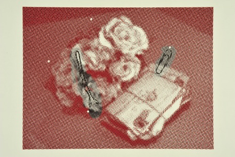 Still Life with Hair Grip and Paper Clip- inkjet/lino cut