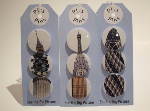 Original Pics-Pins designs, created by pupils from Trinity School in Lewisham