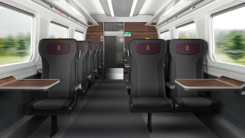 Hitachi Super Express Train first class interior by DCA Design International 