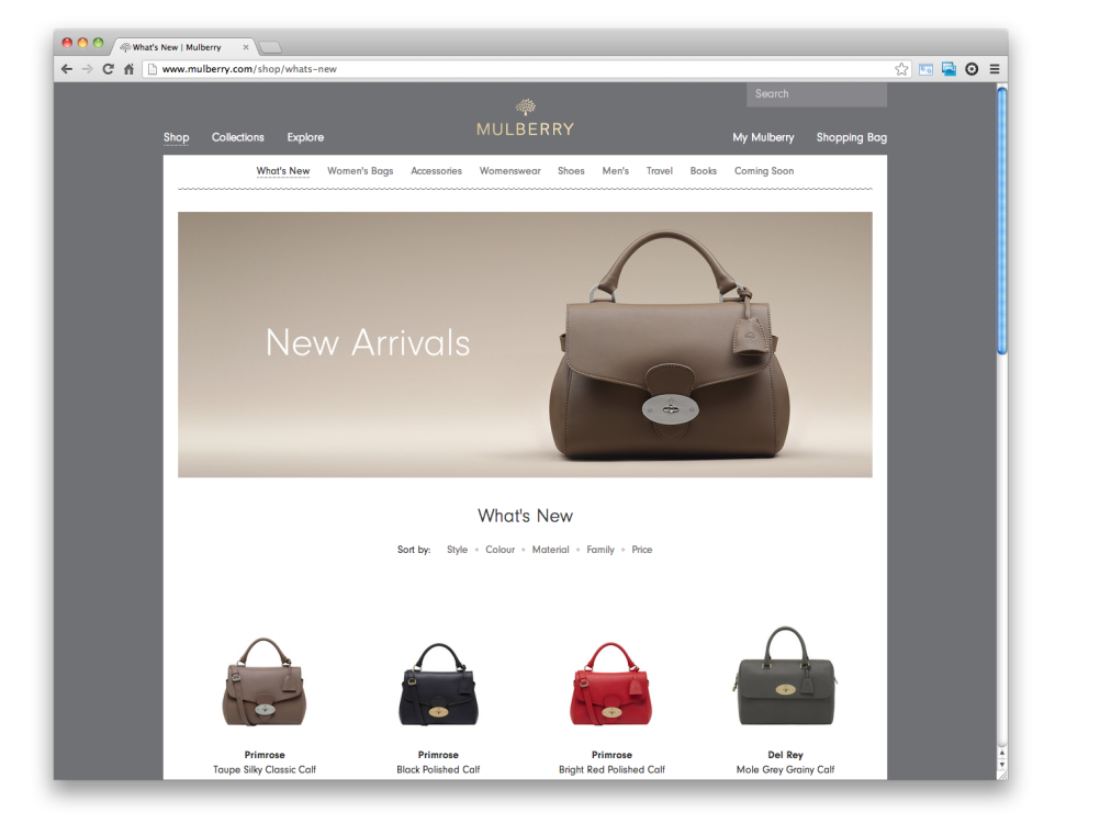 New Arrivals on the Mulberry site