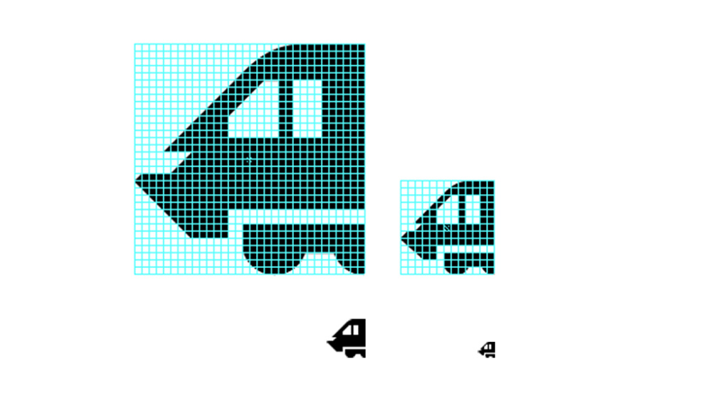 32-pixel and 13-pixel versions of the train icon