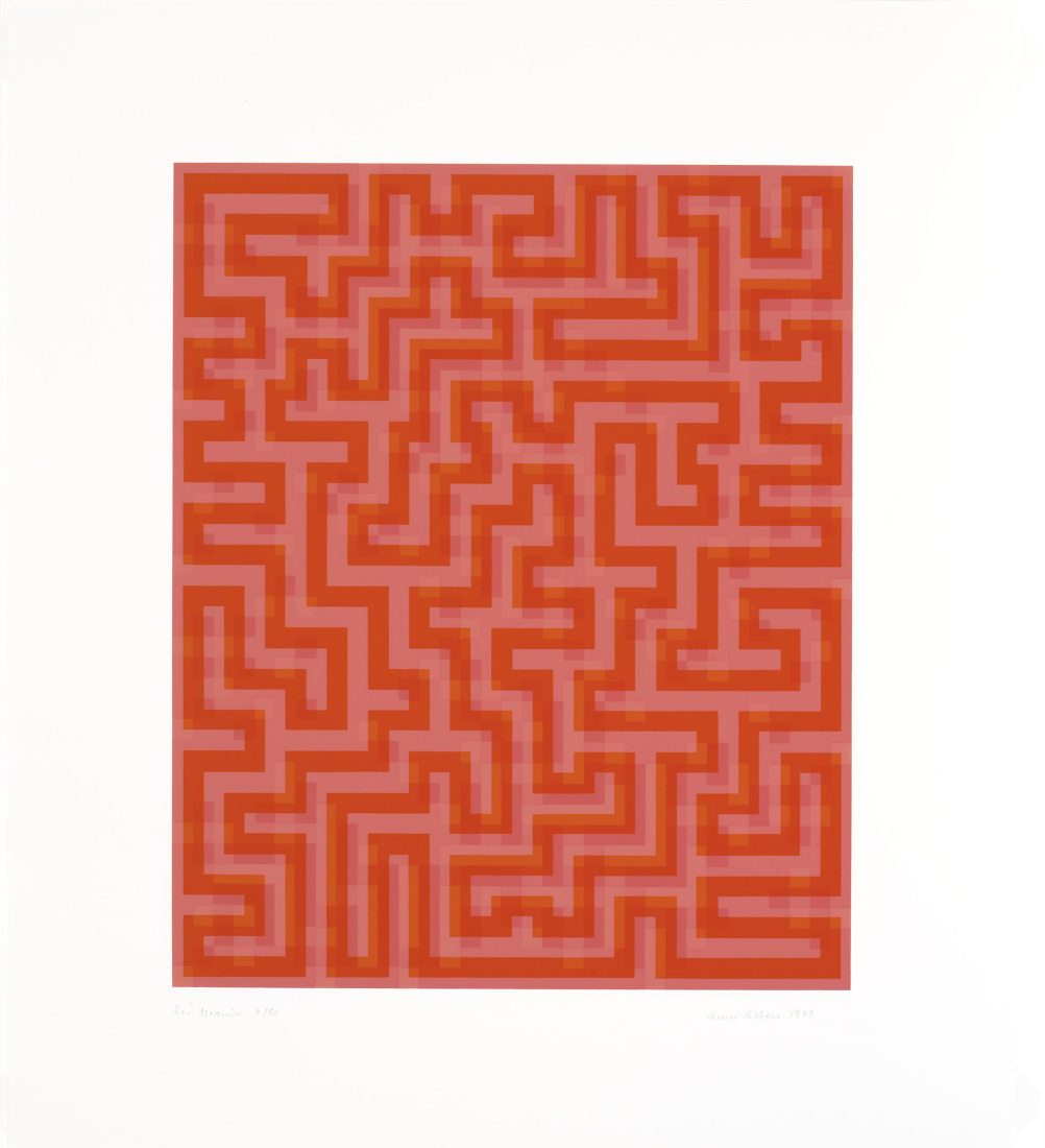 Anni Albers, Red Meander I, 1969-70, Screenprint on Mowhawk Superfine Bristol paper, Edition of 50