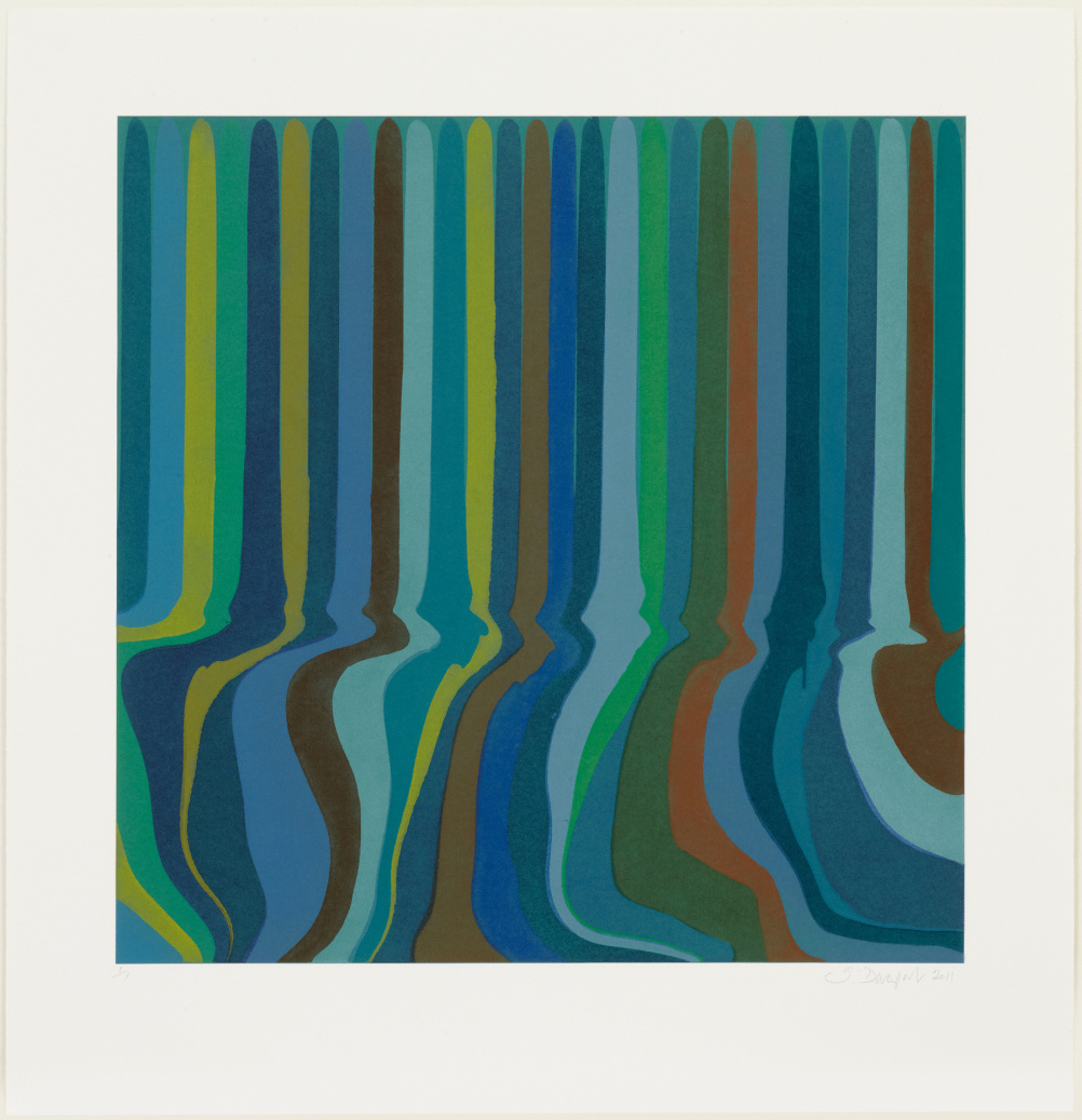 Ian Davenport, Colorplan Monoprint Green Oxide, 2012, Etched monoprint