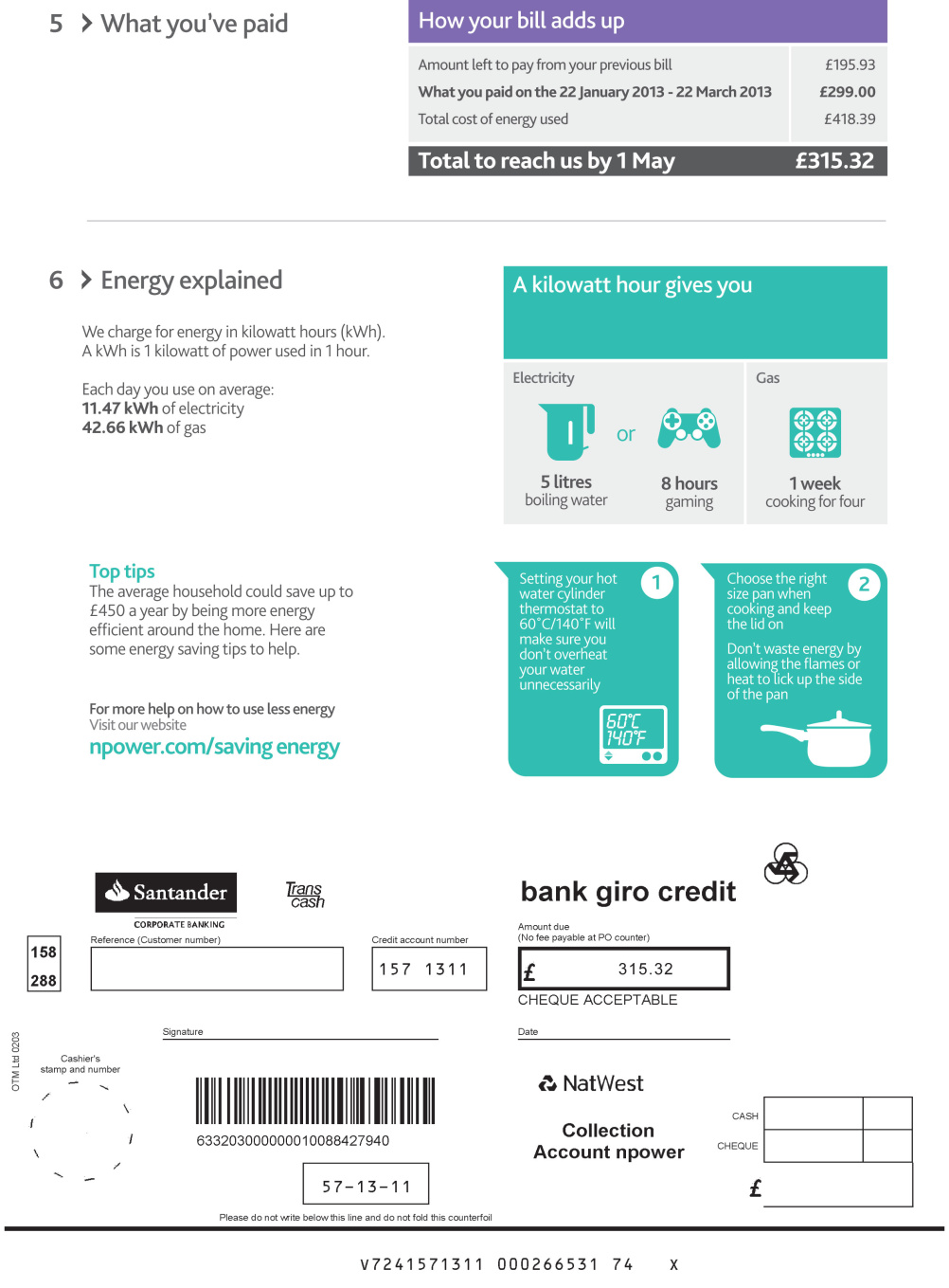 The new Npower bill 