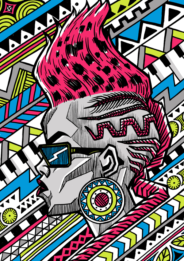 Zulu Diva, test illustration for South African musician Toya Delazy