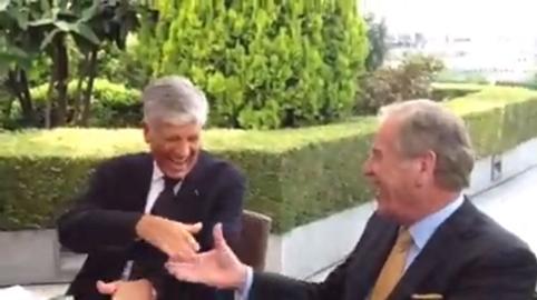 Maurice Lévy and John Wren celebrate the Omnicom/Publicis merger