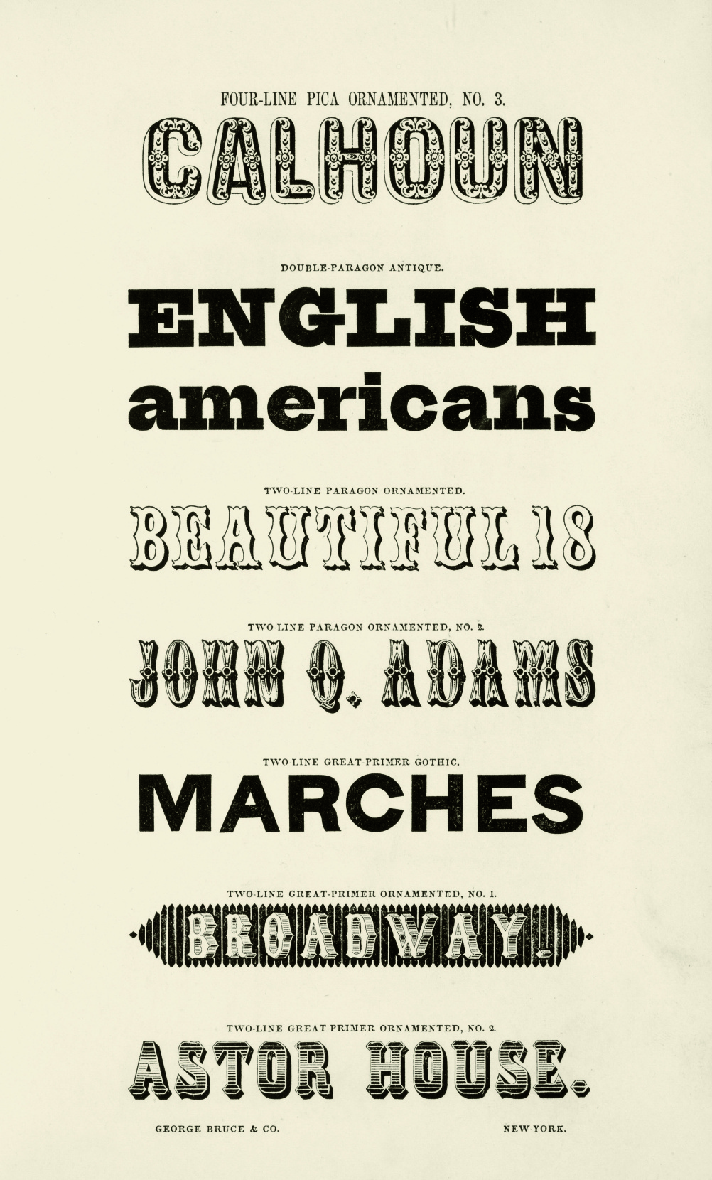 Specimens of Printing Types, George Bruce and Company, New York, 1848