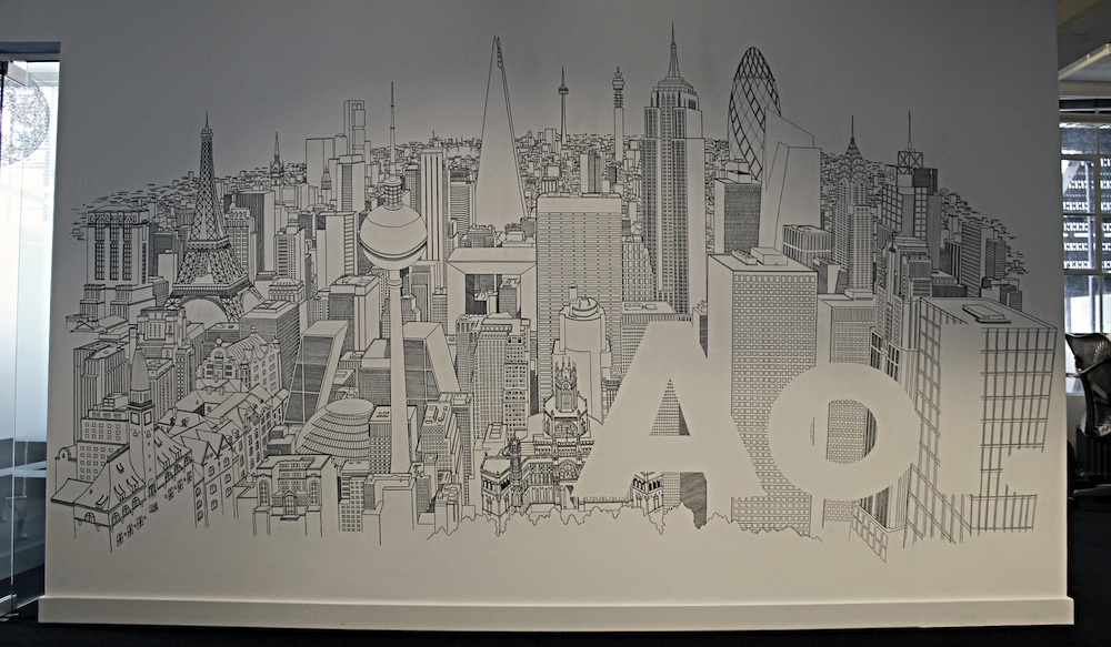 Chris Dent's AOL cityscape mural