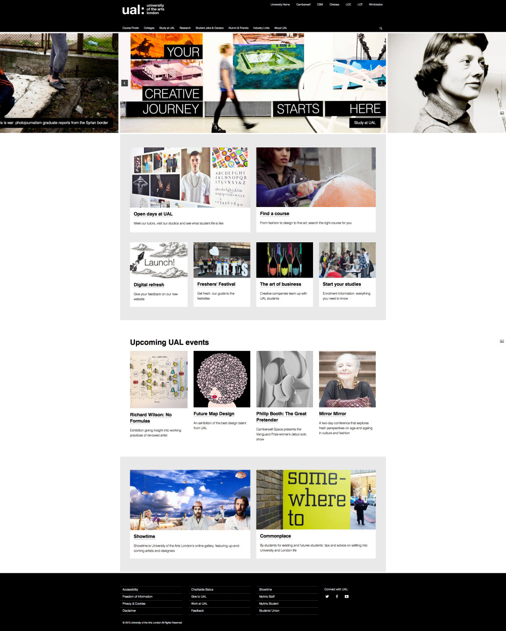 University of the Arts London home page 