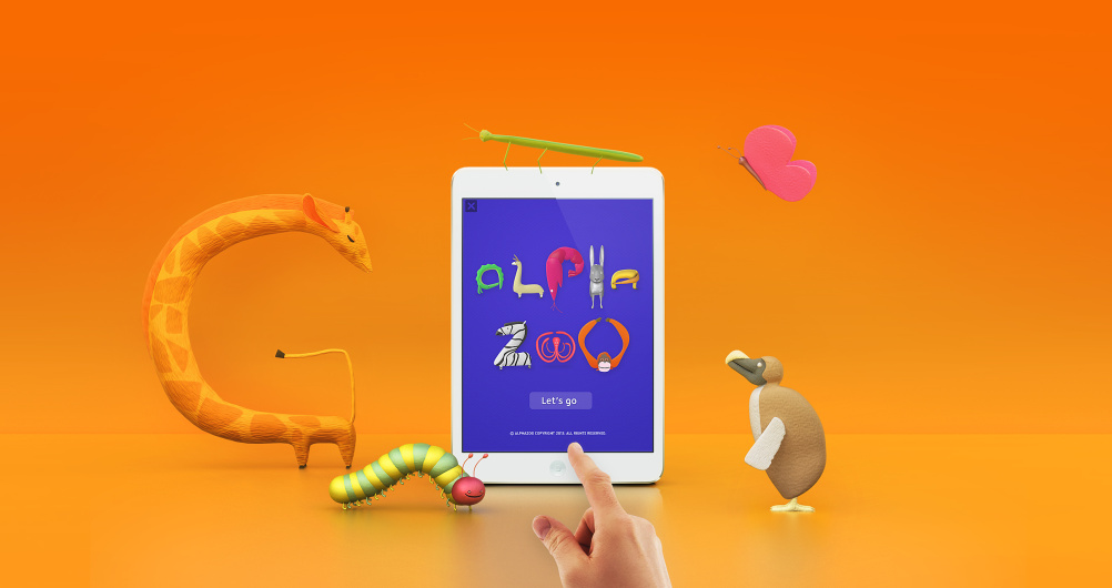 Alpha Zoo app and animals