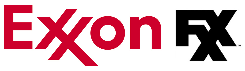 The Exxon (left) and FXX logos, both with interlocking Xs