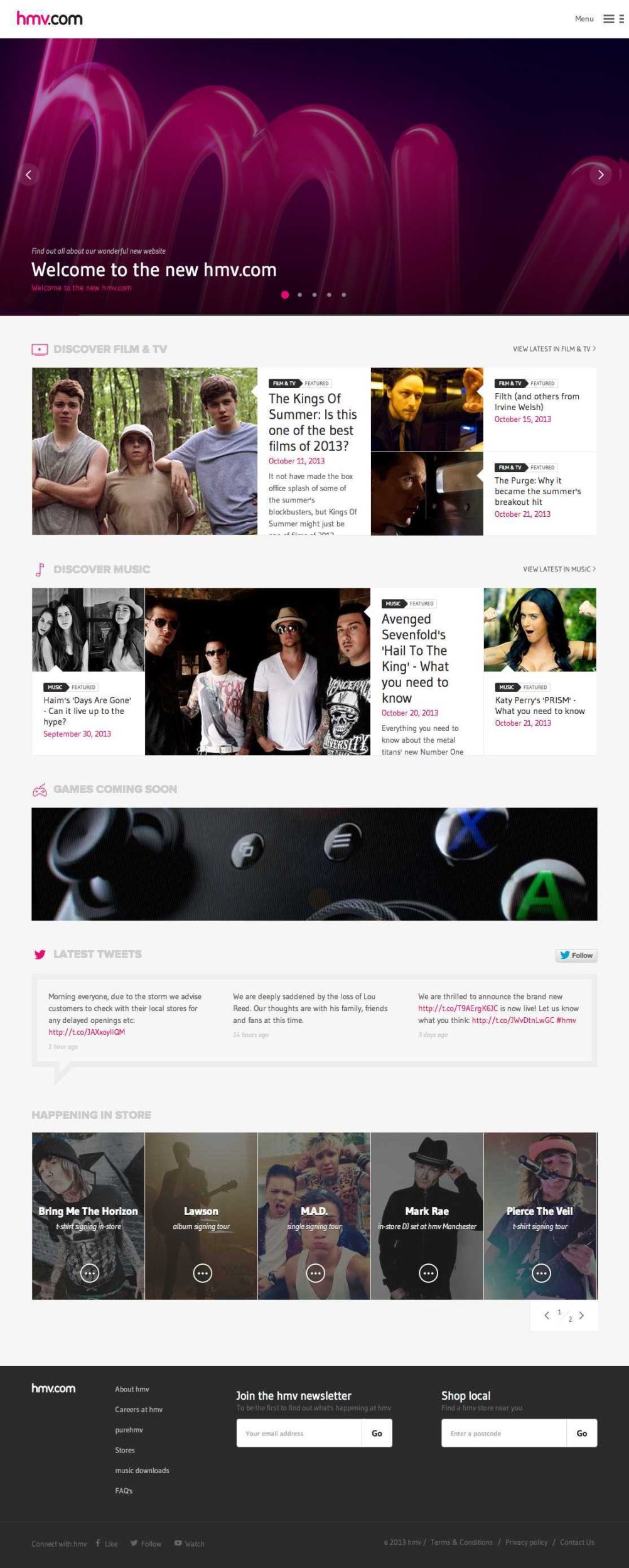 HMV site homepage