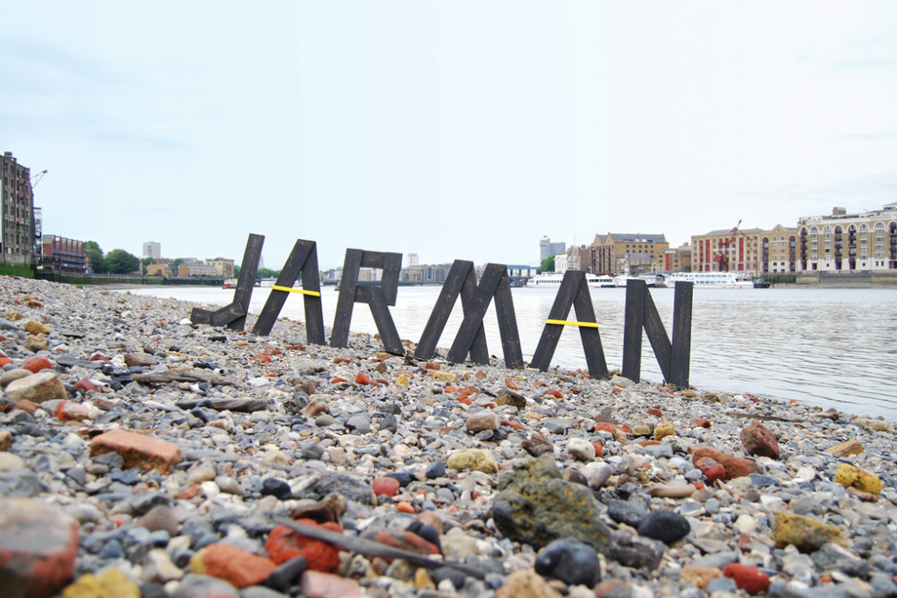 JARMAN lettering by the Thames