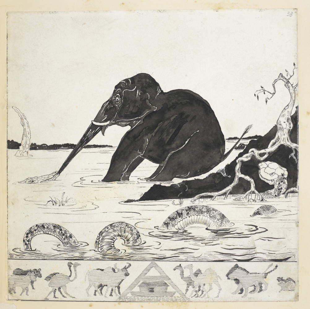 Autograph printer's copy of The Elephant's Child, Just So Stories. Illustration by Rudyard Kipling 