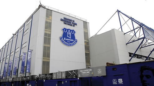 The new crest as shown on Everton's Goodison Park stadium