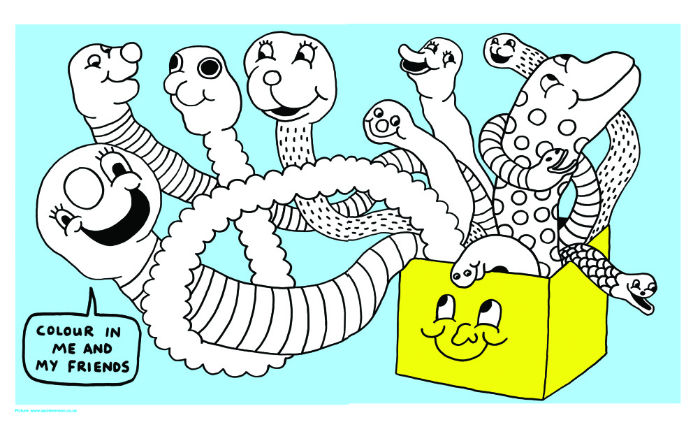 Box of snakes to colour in