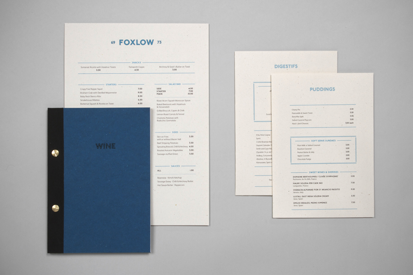 Foxlow menus