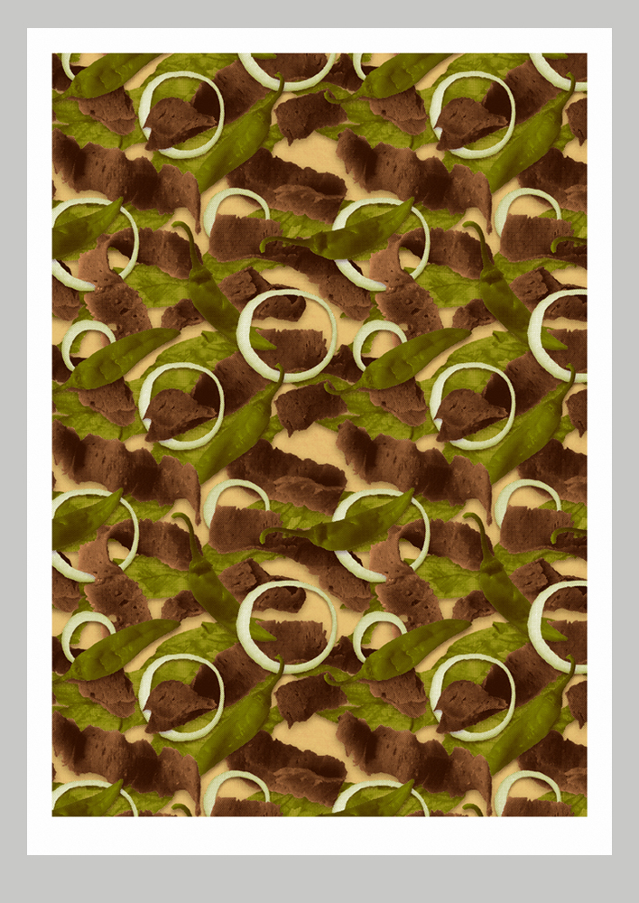 Doner kebab camouflage print