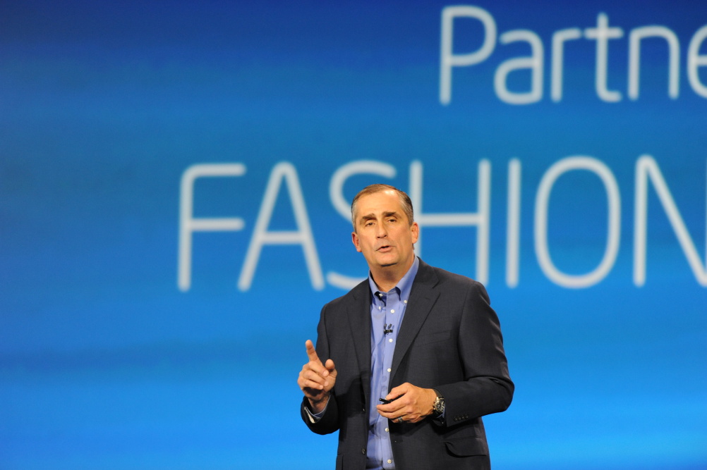 Intel CEO Brian Krzanich announcing collaborations with Barneys New York, the Council of Fashion Designers of America, and Opening Ceremony