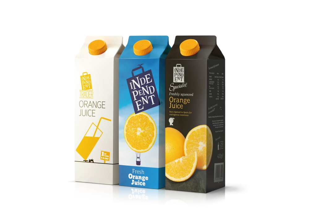 Independent orange juice in its Independent Trader, Independent and premium range Independent Specialist formats