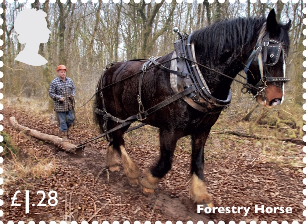 A forestry horse features on the £1.28 stamp