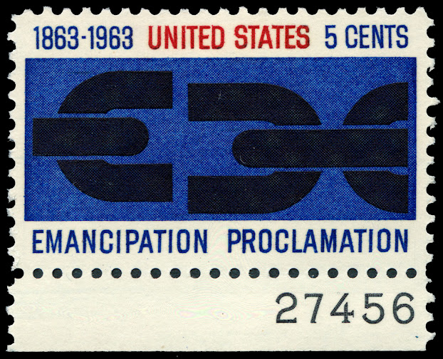 Emancipation Proclamation stamp (1963), by Georg Olden