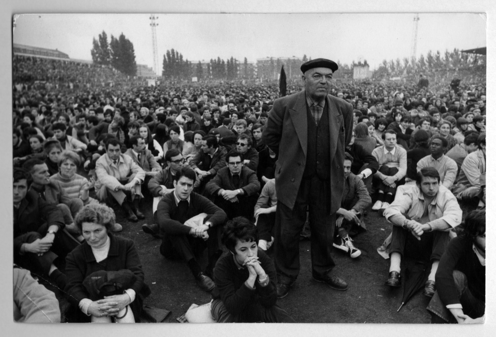 May 27 1968. 13th Arrondissement, 81 Boulevard Kellerman, Paris. Meeting of workers and students at Charlety stadium.