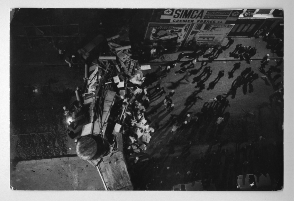 Night of 10 June, 1968. 14th Arrondissement, Paris. Riot on the corner of the Boulevard Pasteur and Rue de Vaugirard